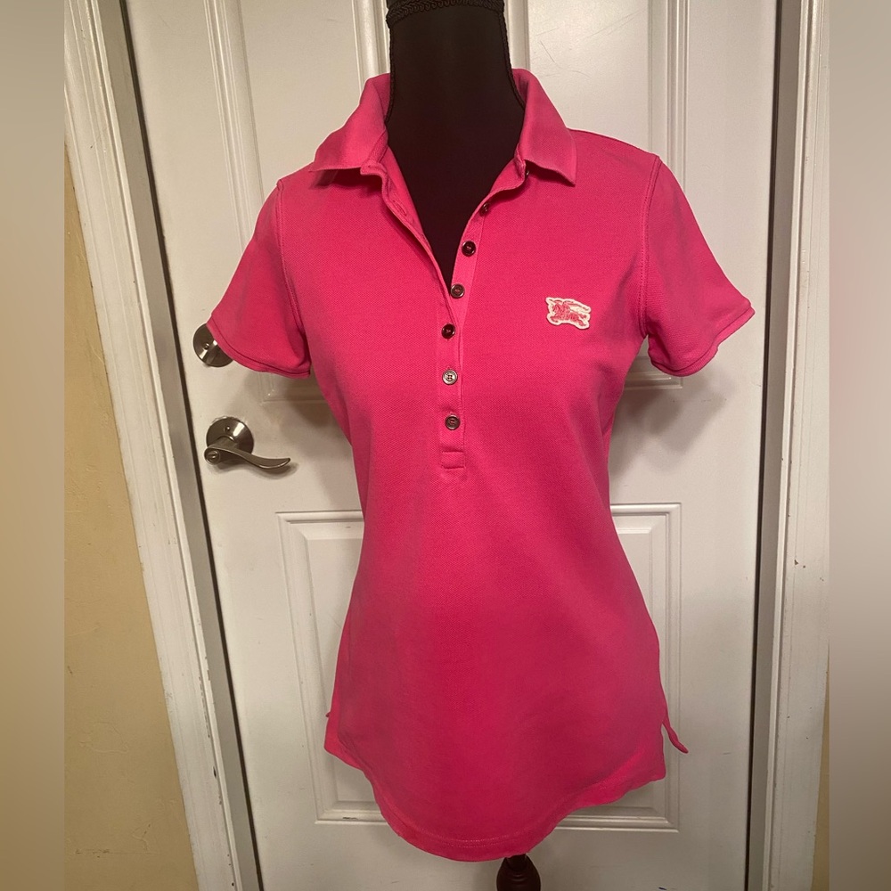 Burberry Pink Short Sleeve Fitted Polo Shirt